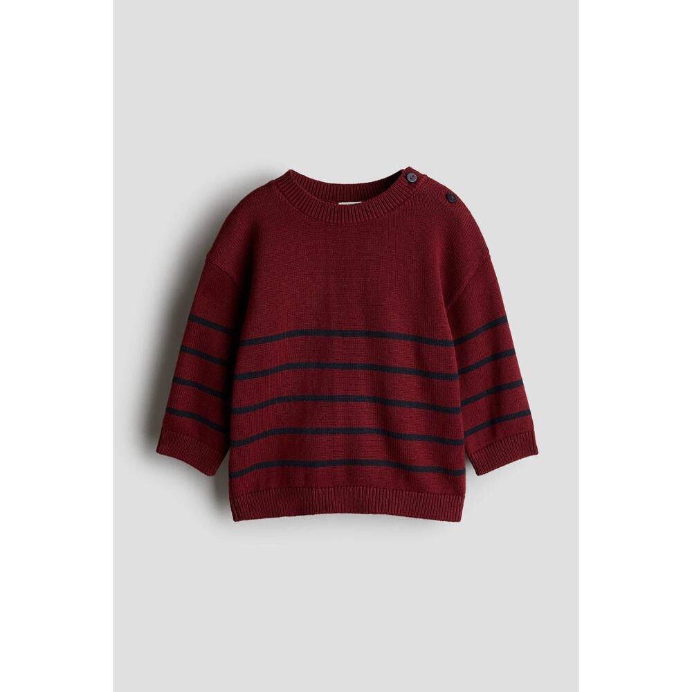 Baby's Cotton Knit Sweater - Dark red/striped Size 2T